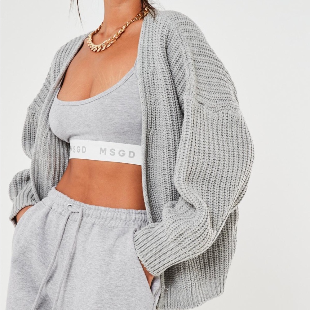 NWT Grey Batwing Sleeve Oversized Knit Cardigan